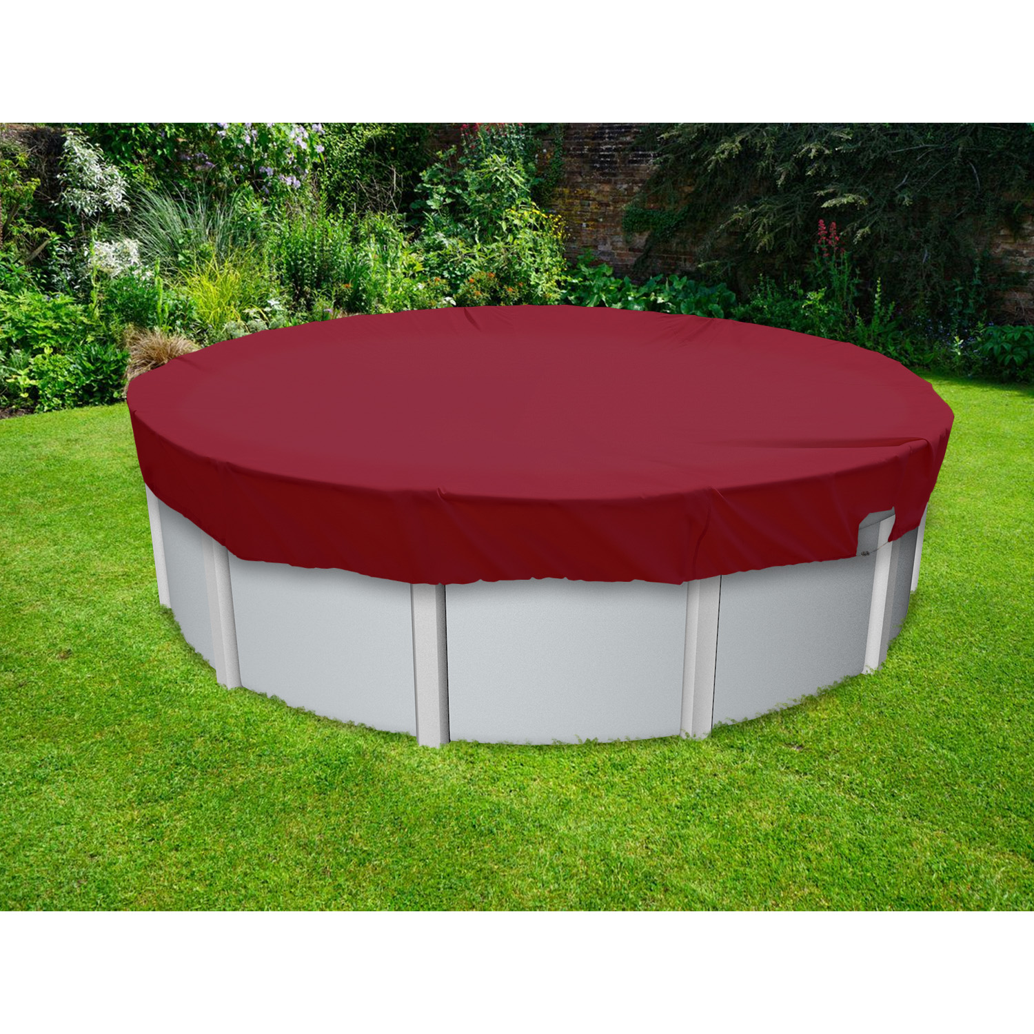6-20ft Runde Oberirdische Schwimmbadabdeckung Wasserdicht Sicherheit Poolabdeckung Rot - Bild 1 von 7