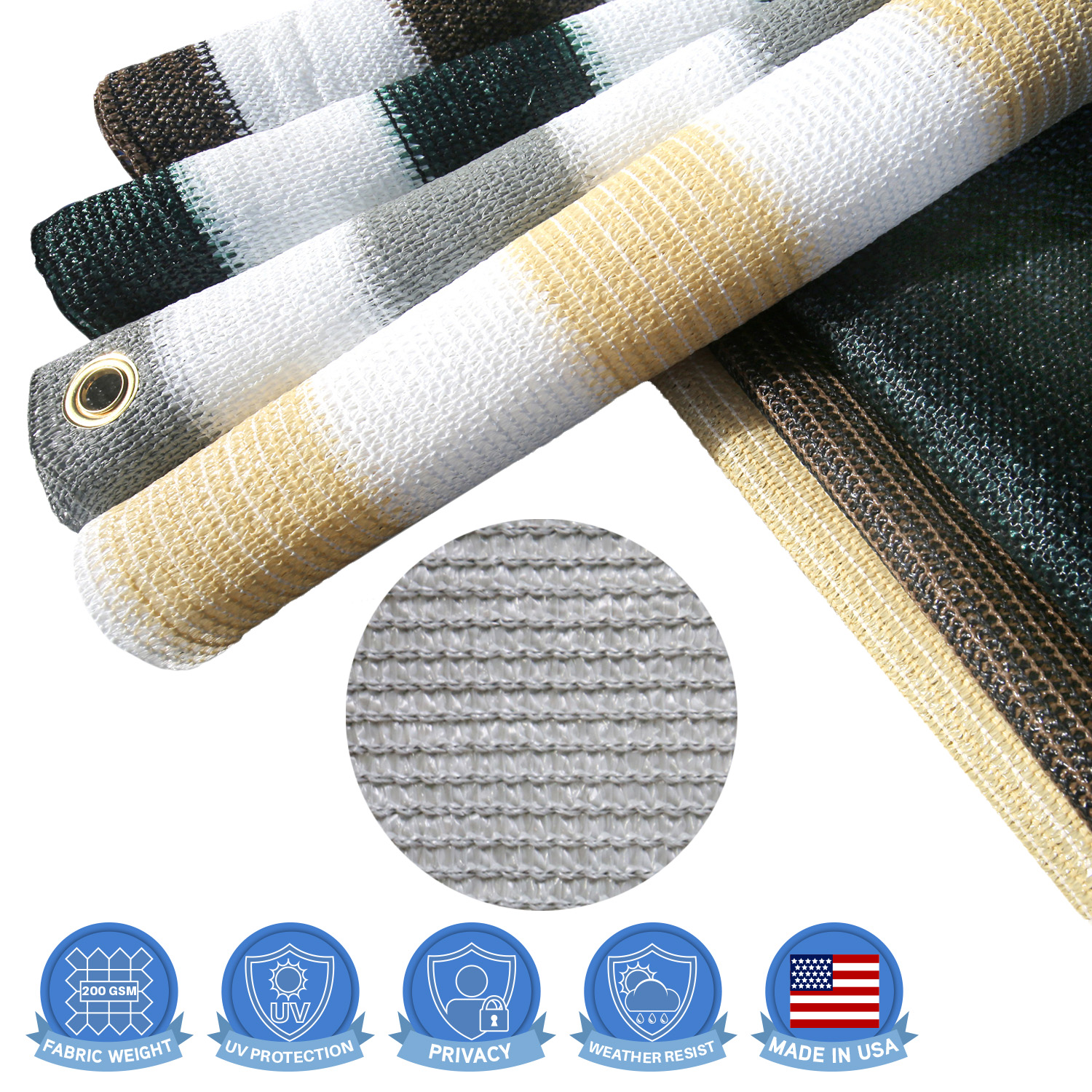 TKOOFN Privacy Fence Screen - Windscreen Shade Cover For Patio, Garden, Mesh Tarp
